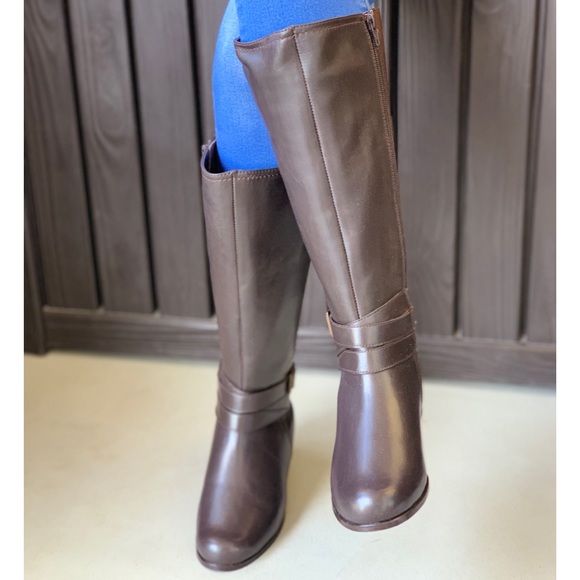 Wide Fit Brown Napa Leather Knee High Boots - Picture 2 of 6